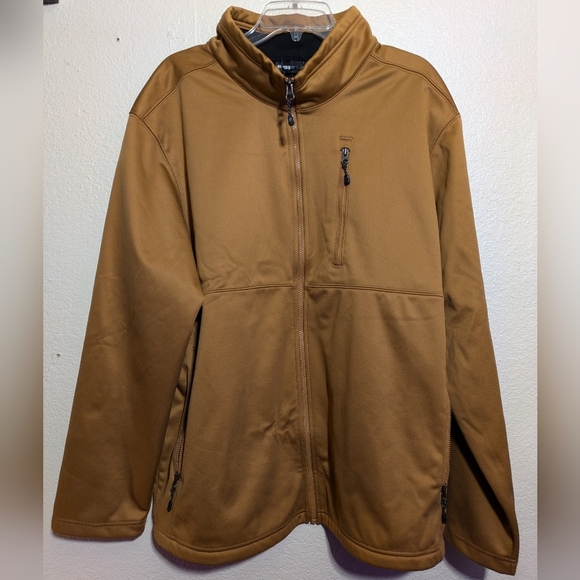 Swiss Tech Brown Performance Jacket with Water-Resistant Fabric and High Collar - Picture 2 of 9